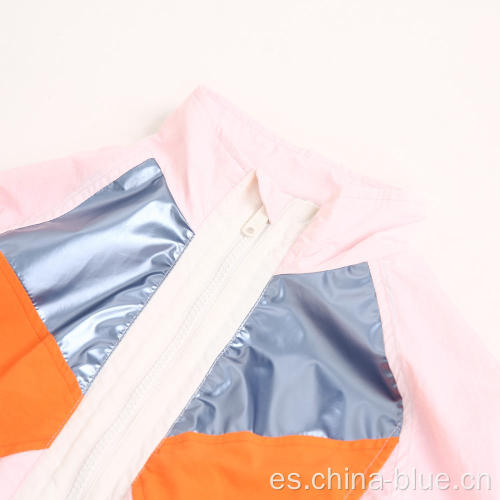 Chaqueta de bloques de color de aluminio brillante de la niña